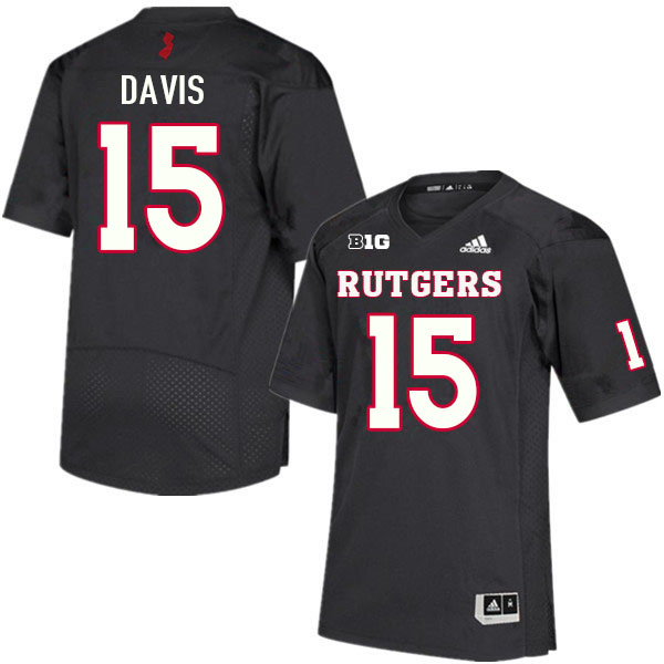 Men #15 Carnell Davis Rutgers Scarlet Knights College Football Jerseys Sale-Black - Click Image to Close